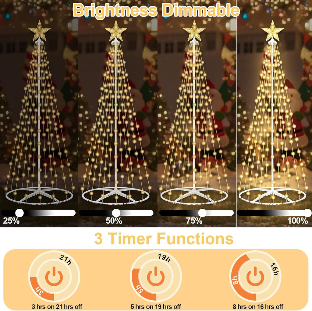 outdoor solar christmas tree lights, 4ft lighted artificial, side view