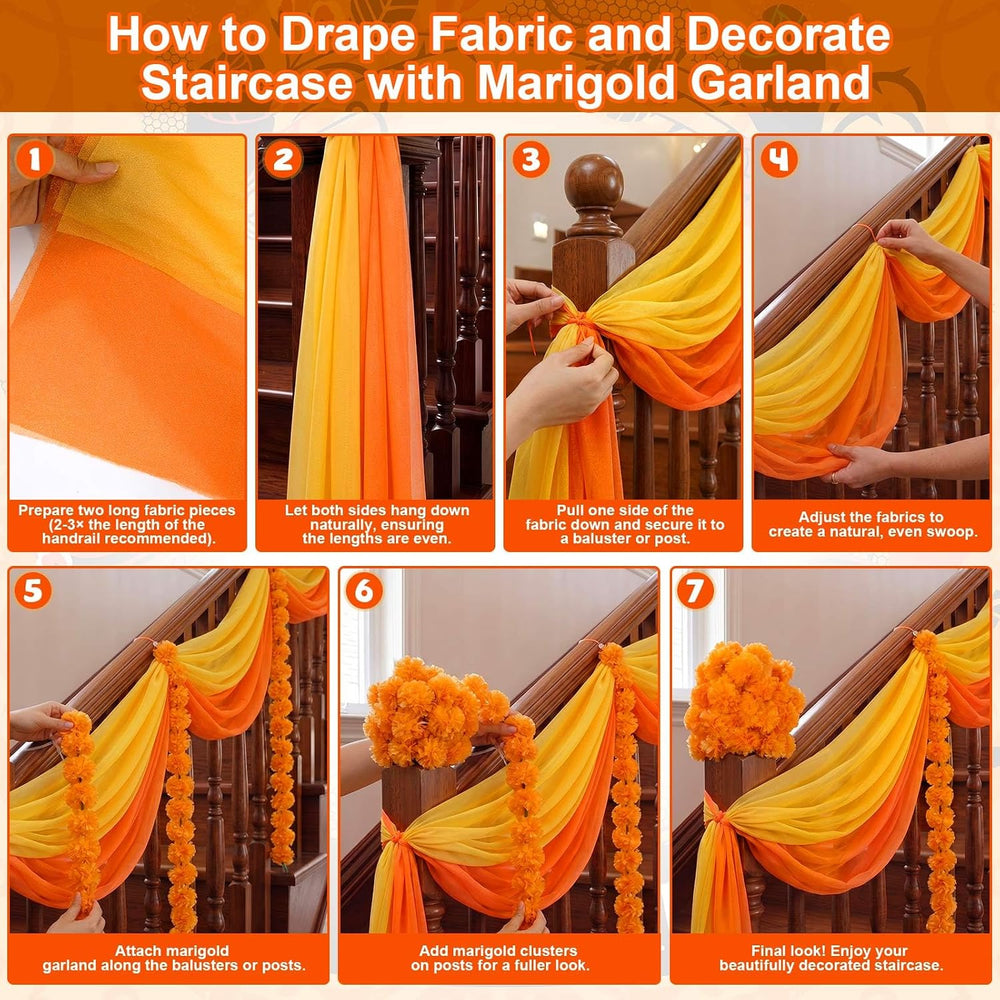 Tegeme Diwali Mehndi Decoration Artificial Marigold Garland Decor Set, Bold
