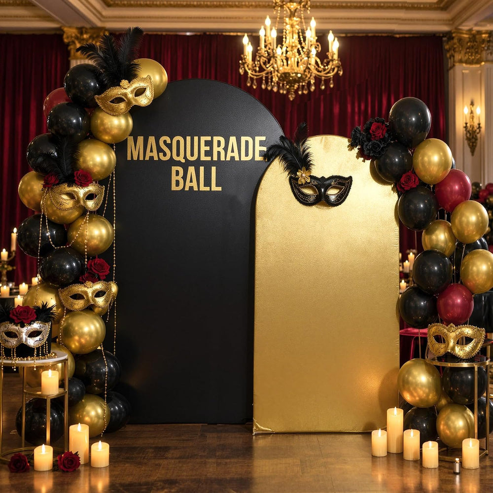 Black Gold Sequin Arch Backdrop Cover Set of 2(6ft/7.2ft), Shimmer Chiara