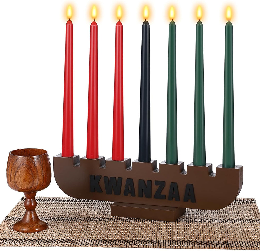 10 Pieces Kwanzaa Kinara Set Wooden Kwanzaa Candle Holder Kwanzaa Celebration Decorations
