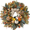 HipTree 24 Inch Fall Wreath for Front Door,Pumpkin Wreath Farmhouse Decor