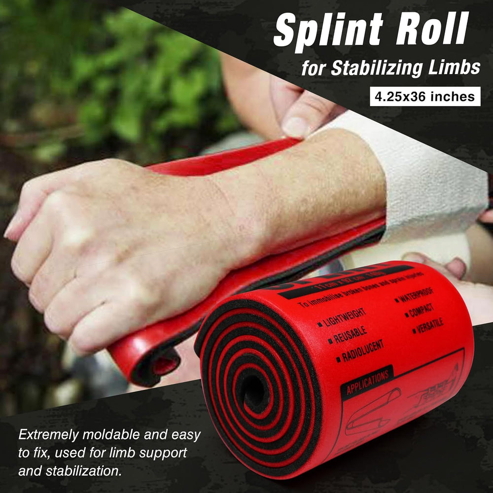 Survival First Aid Kit with Israeli-Style Bandage, Splint, Chest Seal for Tac...