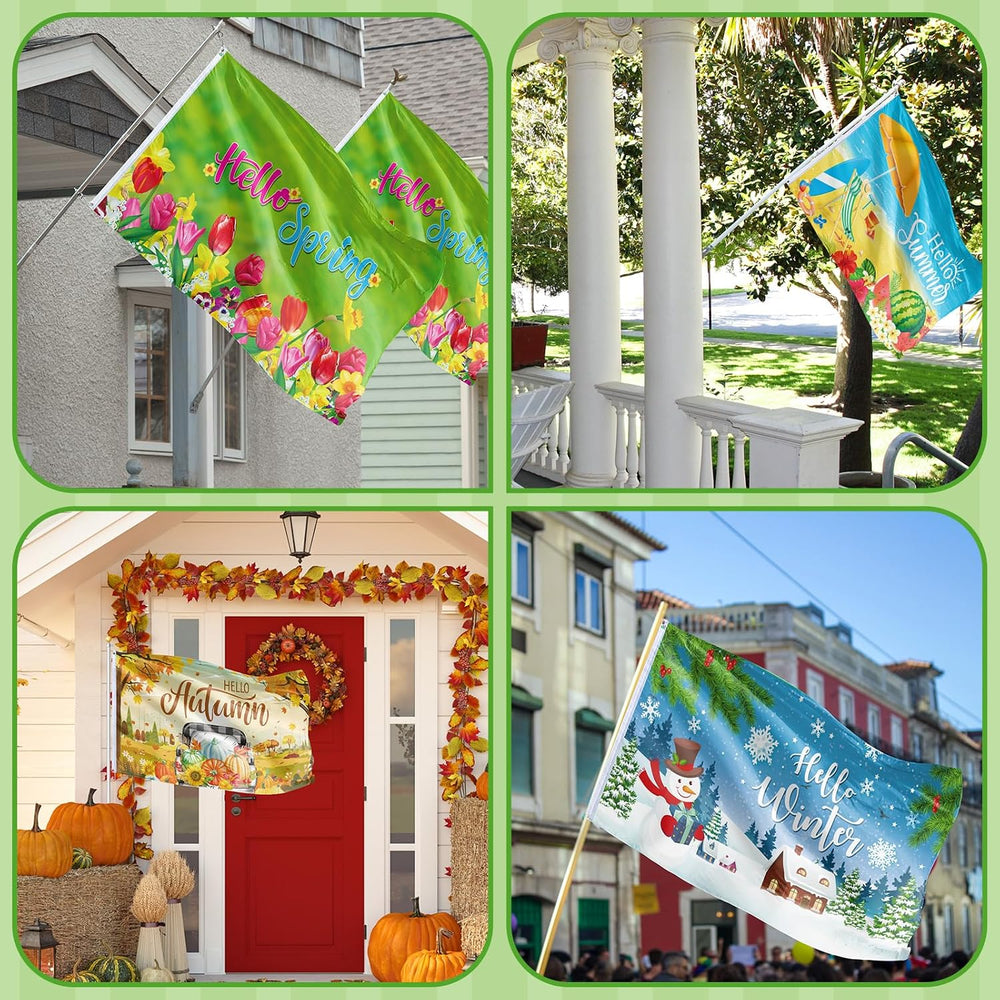 SmoothNovelty 12 Pcs Seasonal Garden Flags for Outside, 3 x 5 ft, Classic