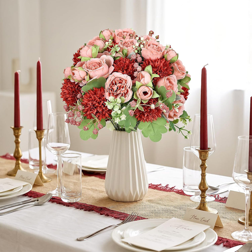 16 Bundles Peonies Artificial Flowers - Terracotta