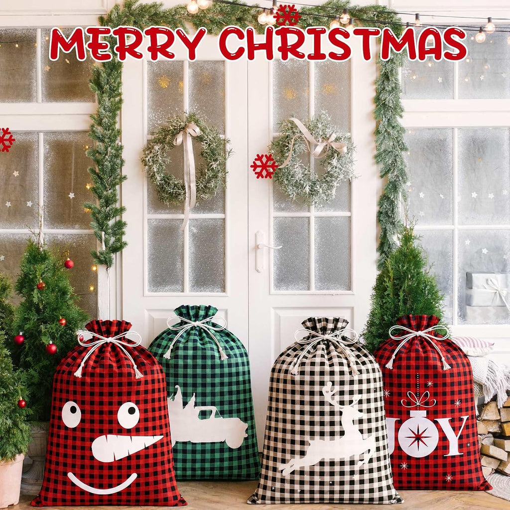 windyun 16 pcs christmas drawstring bag santa sack, side view