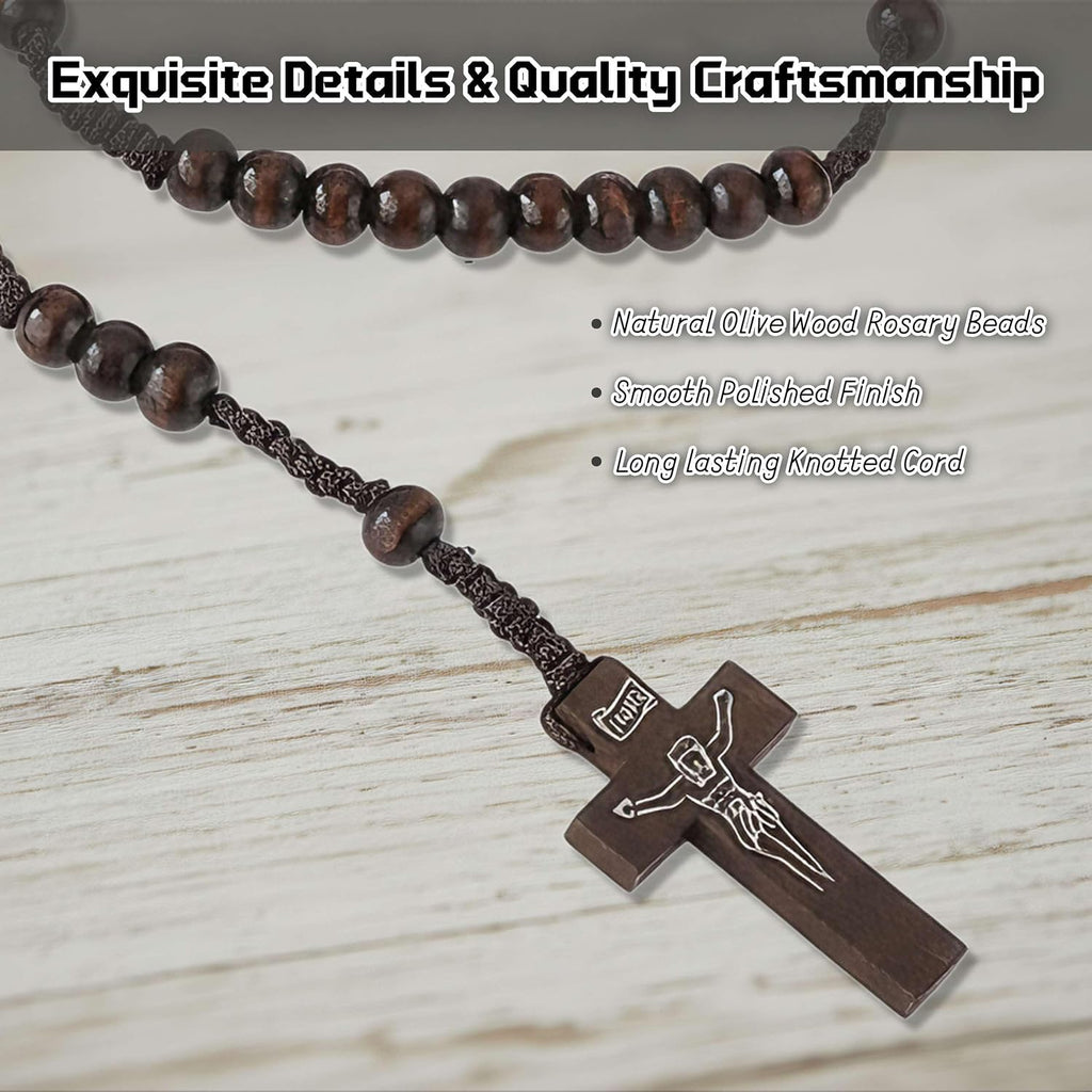 olive wooden rosary beads bulk, 5 colors, close-up detail