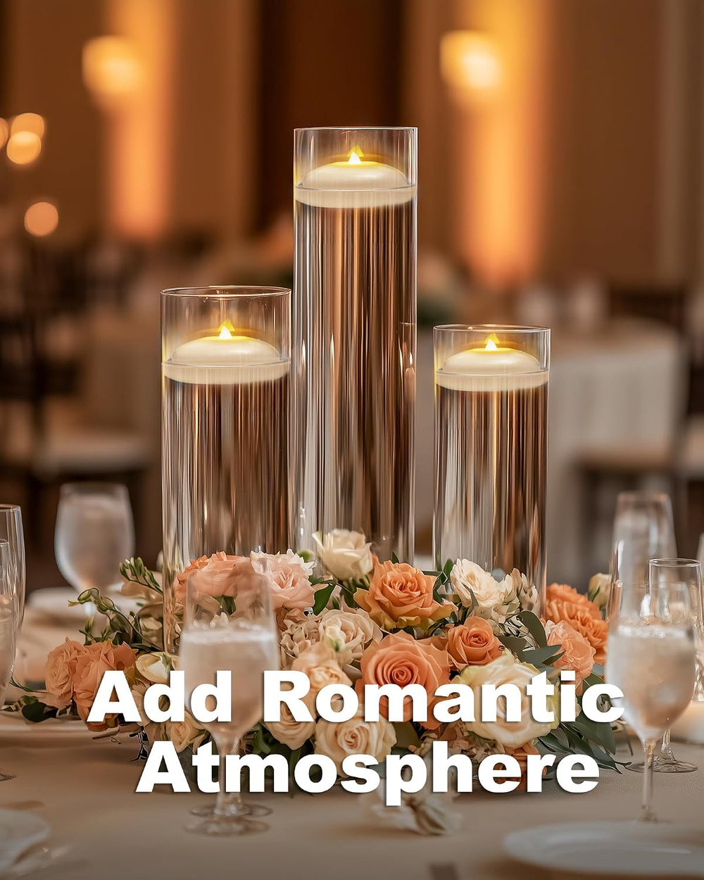 3" Flameless LED Floating Candles, White Waterproof Tealights, 48Pack