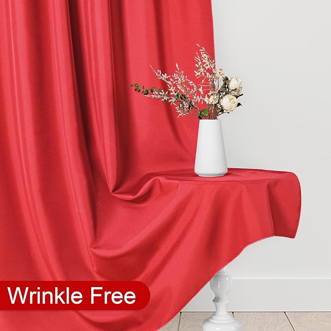 DWCN 10x10 FT Red Backdrop Curtains for Parties, Background Curtains Photography Backdrop Drapes with Rod Pockets for Wedding Decorations Birthday Family Gatherings, 2 Panels 5ft x 10ft