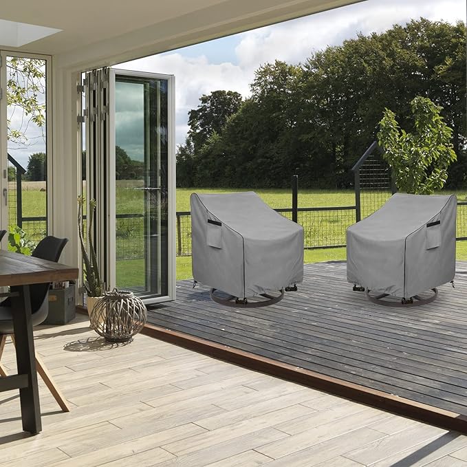 Outdoor Swivel Chair Cover 2 Pack,Outdoor Furniture Patio Chair Covers Waterproof Clearance,(35" W x 37" D x 38.5" H) Outdoor Lawn Patio Furniture Covers,Grey