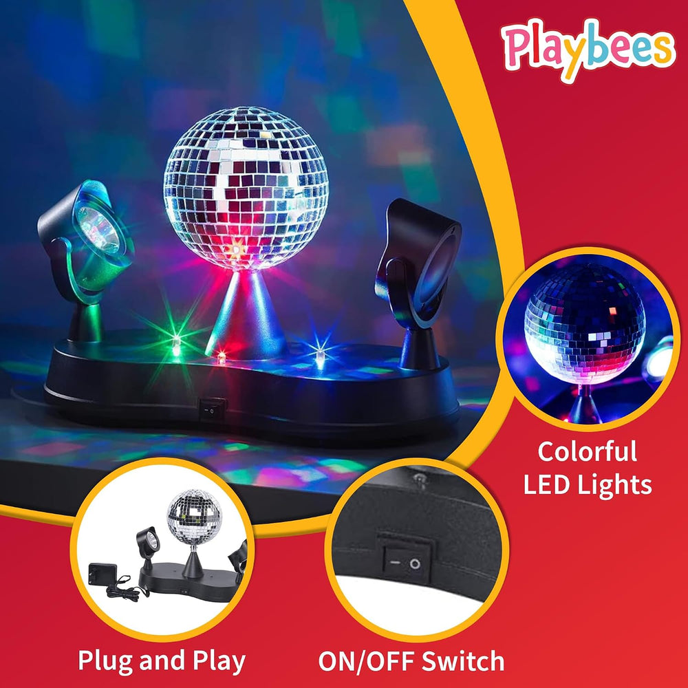 Rotating Disco Ball Light - Tabletop Mirror Strobe Lamp for Parties