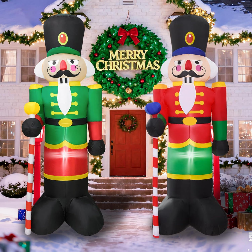 8.3ft 2pcs christmas inflatable nutcracker, jumbo nutcracker soldier, close-up detail