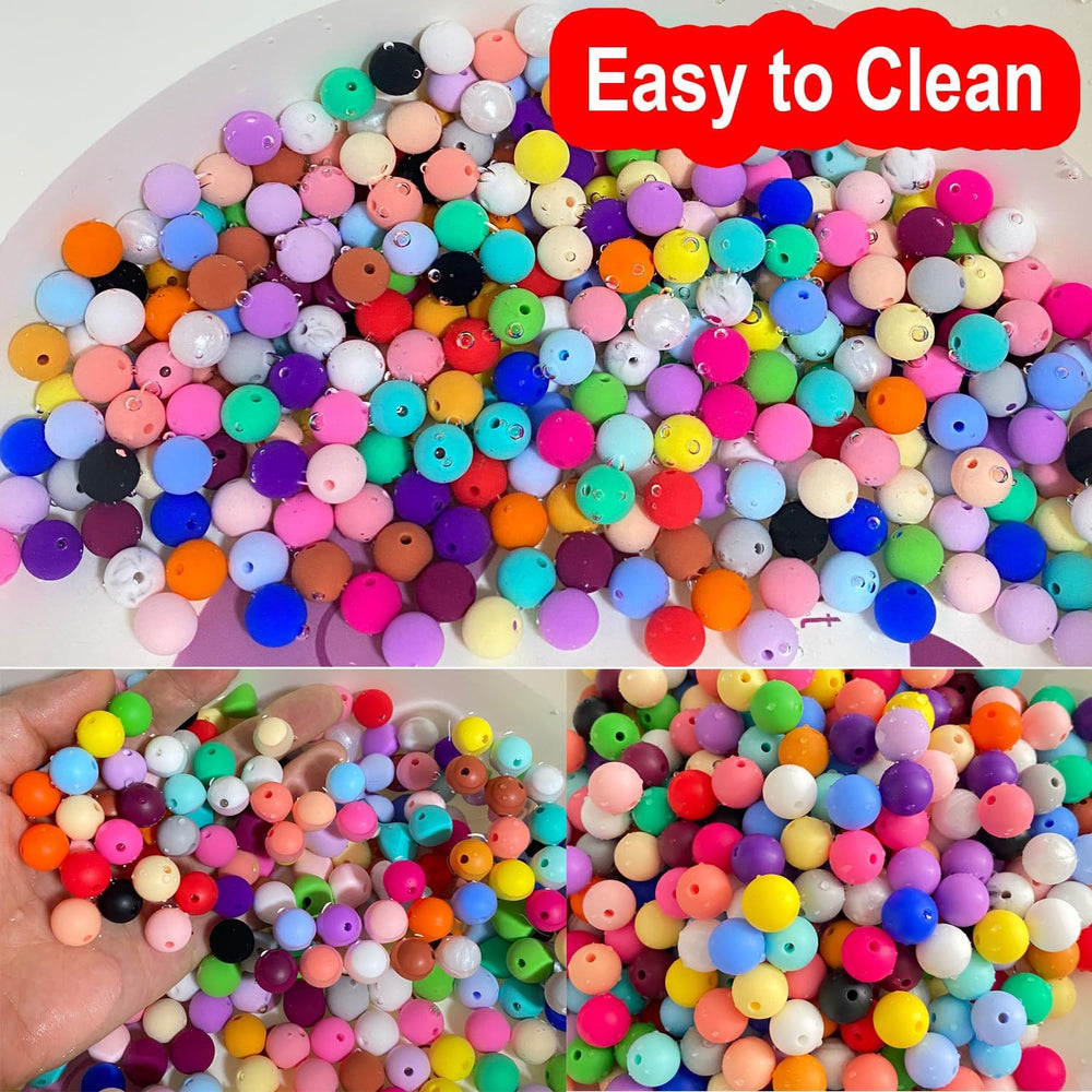 600pcs Silicone Beads, 12mm Round Silicone Beads Bulk for Keychain Making Kit...
