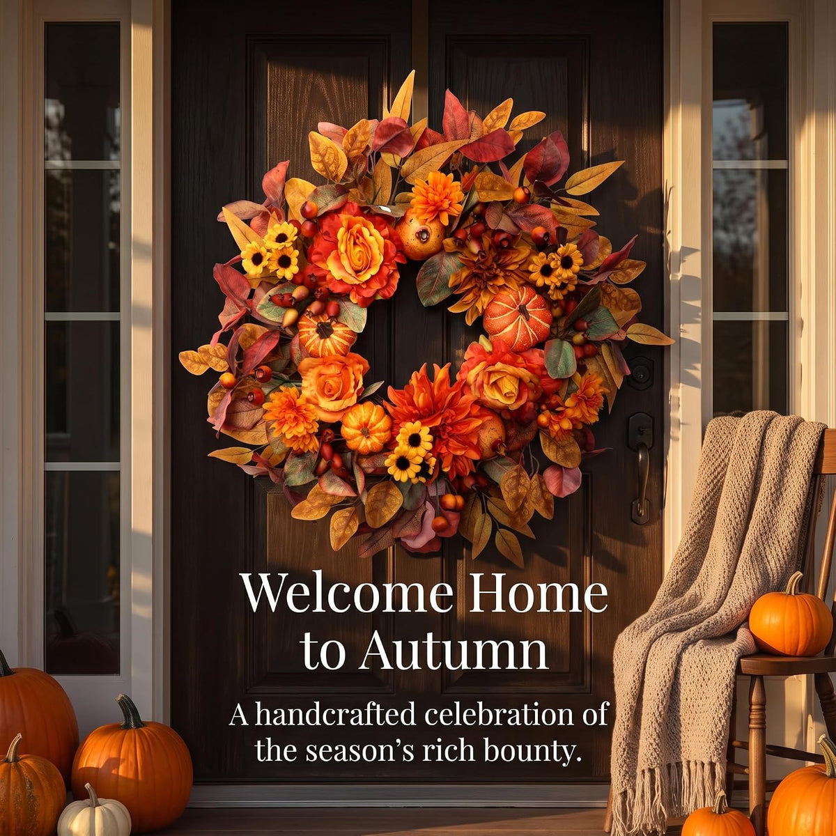 24 inch fall wreaths for front door autumn on a desk or shelf