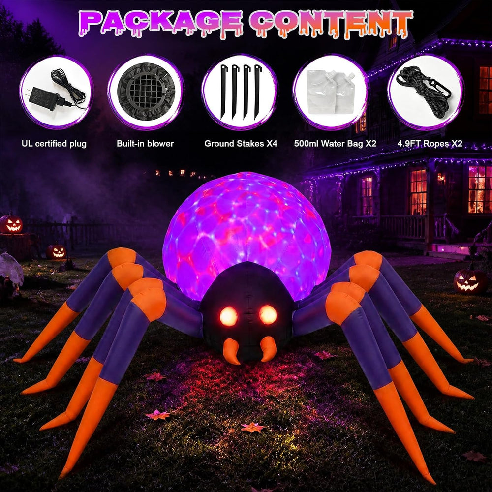 SUNNINO 8FT Halloween Inflatable Spider with LED Lights
