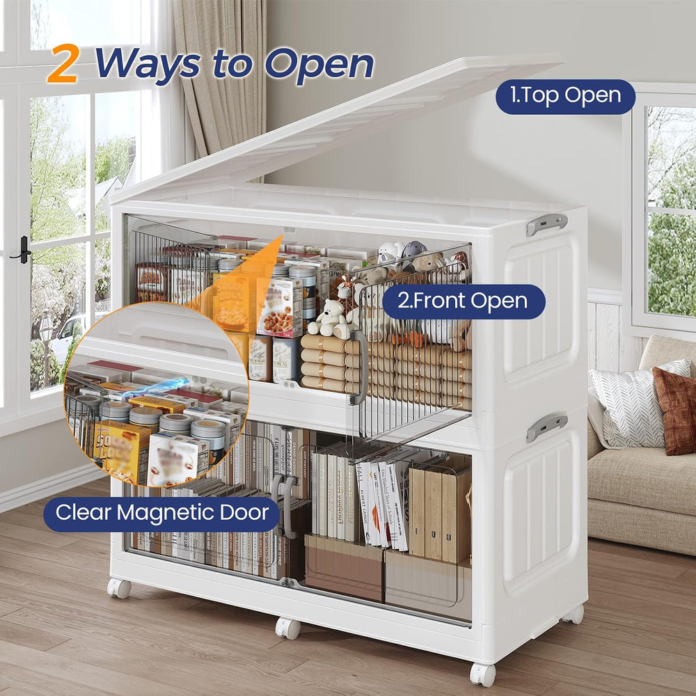240Gal Extra Large Stackable Storage Bins with Lid, 960QT Foldable Collapsibl...
