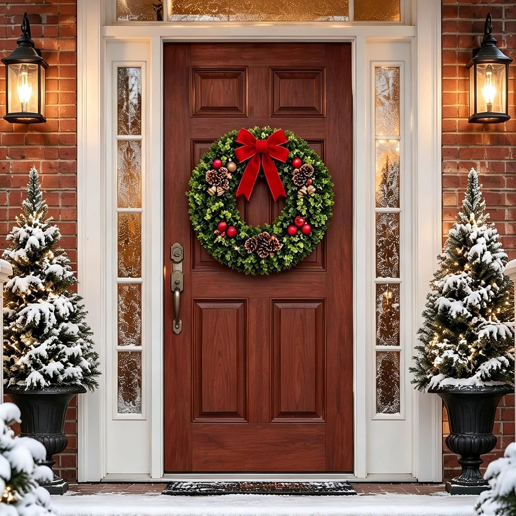 Cleangor Artificial Boxwood Wreaths for Front Door