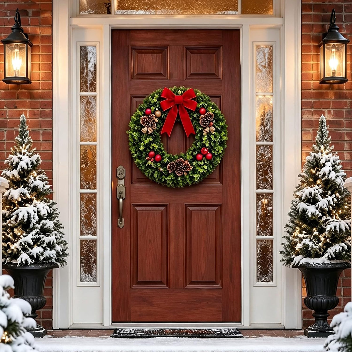 Cleangor Artificial Boxwood Wreaths for Front Door