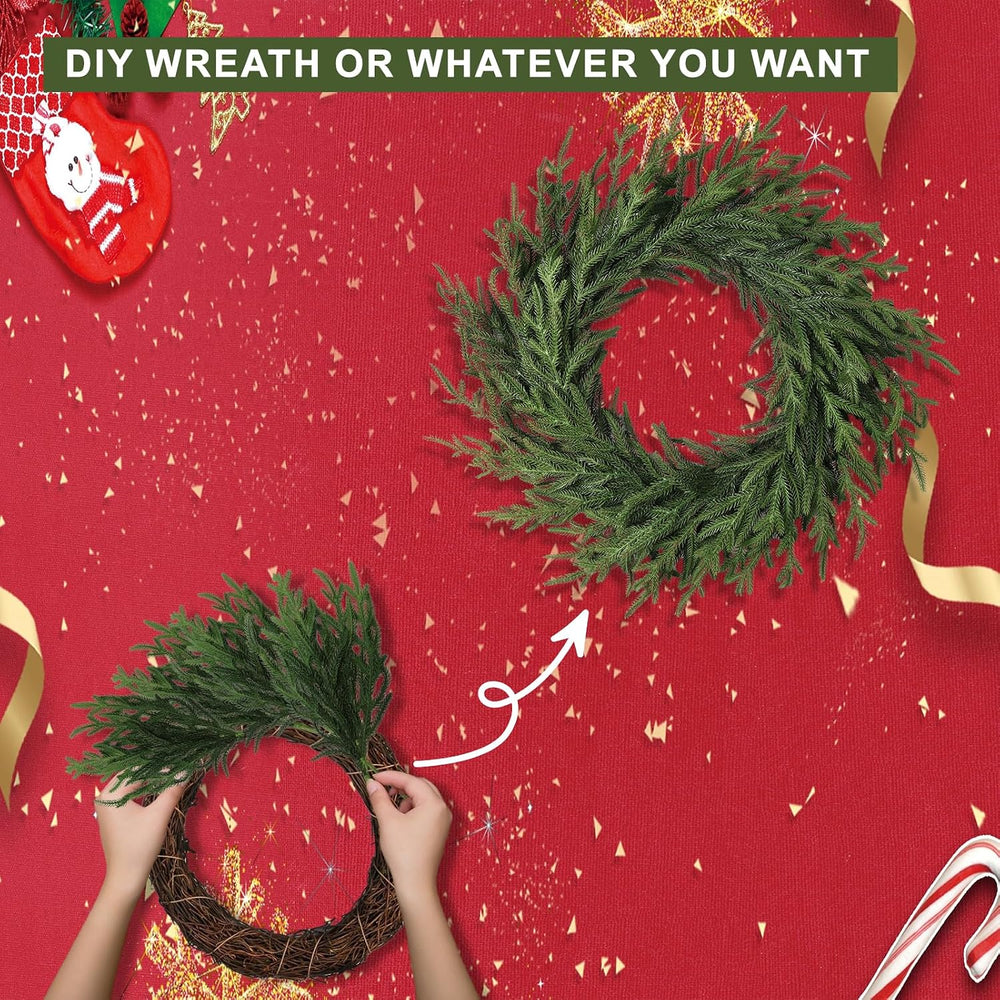LZNPA 24 Pcs Realistic Christmas Pine Branches Natural Droopy Soft Bendable