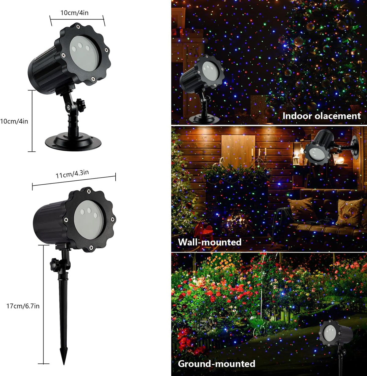 christmas laser lights, projector lights landscape spotlight rgb, front angle view