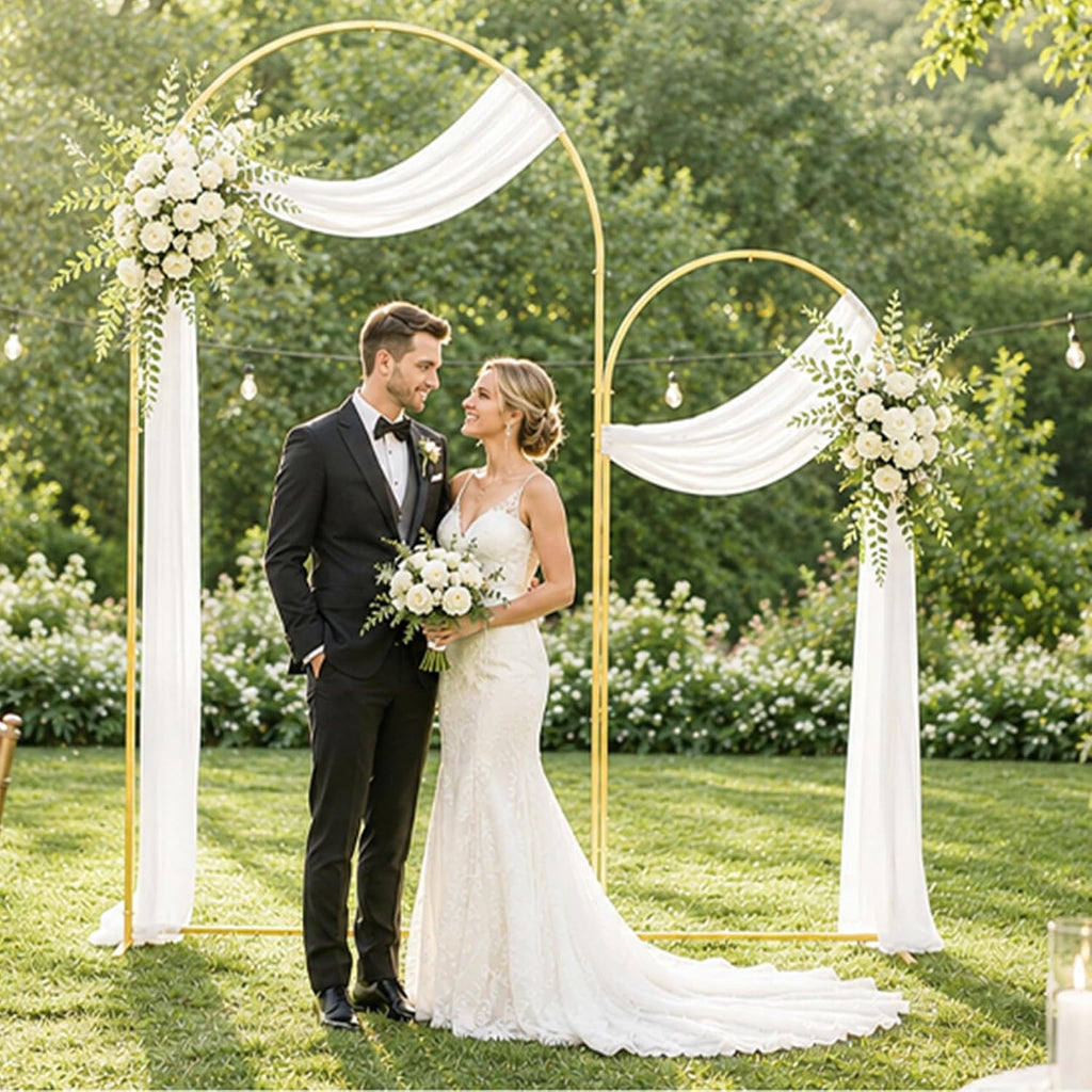 3 Pack Arch Backdrop Stand (4FT/5FT/6FT), Metal Arch Frame Stand with Cover