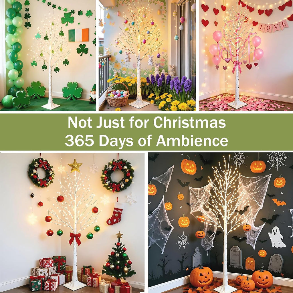 6ft lighted birch tree, 260 led plug-in fairy, package contents