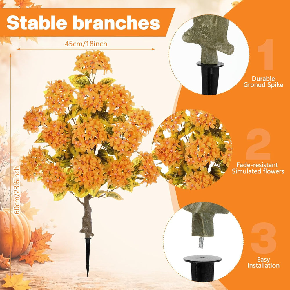 Lunmon 2 Pack 24in Artificial Hydrangea Fall Topiary Trees with Spikes