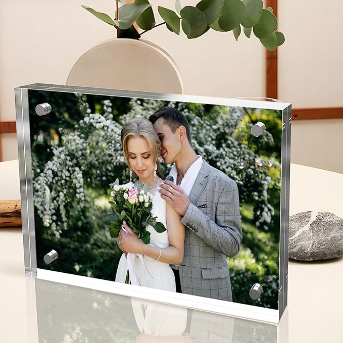 5x7 Inches Acrylic Picture Frames 3 Pack, Double Sided Magnetic Photo Frames,Free Standing on Desk or Table Clear Picture Frames