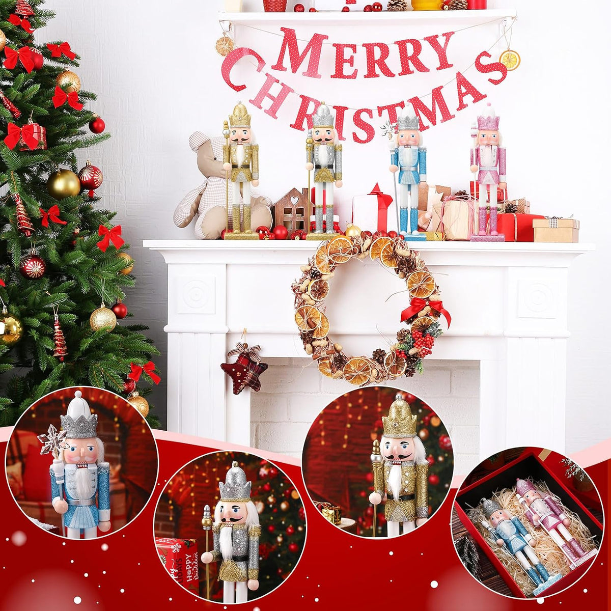 suzile 4 pcs 12 inch nutcracker christmas decorations, package contents