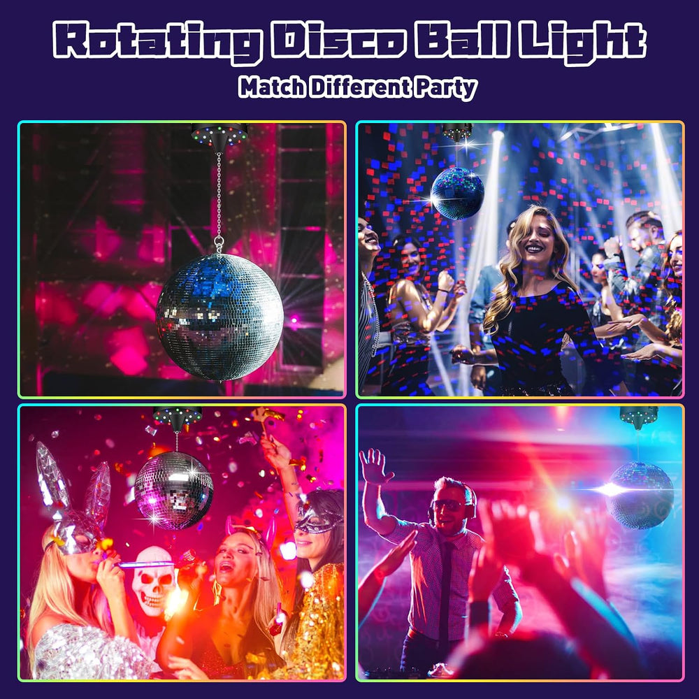 Disco Ball with Motor and Light - 10 RPM Rotating Motor 6 Inch Mirror Ball