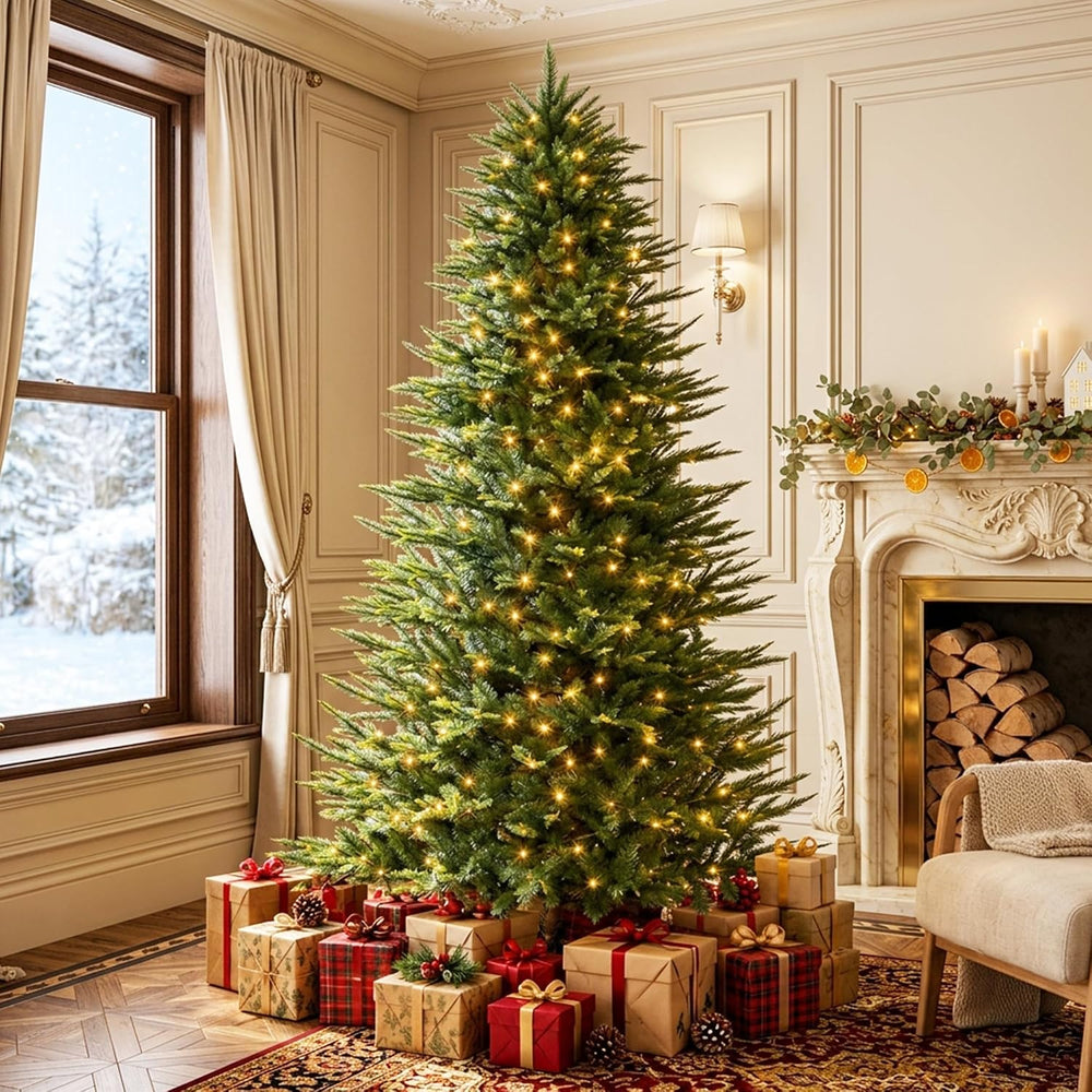 Naomi Home 7.5 ft Nordic Pre-Lit Christmas Tree, 700 Warm Lights