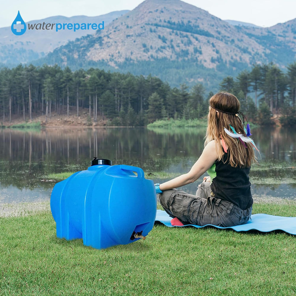 WaterPrepared 35 Gallon Portable Utility Water Tank, Blue