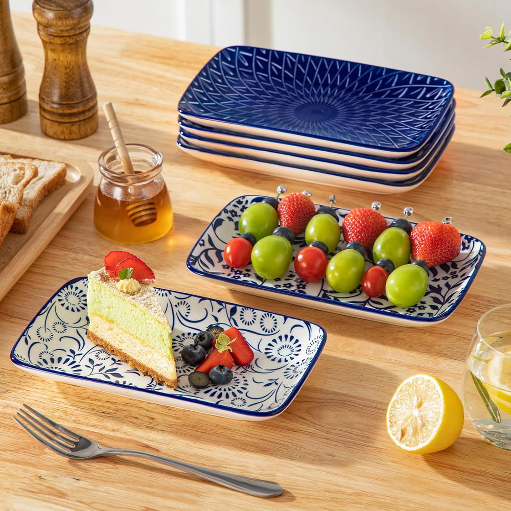 vancasso Selene Rectangular Salad Plates 8.5"x5.1"Inch, Set of 6