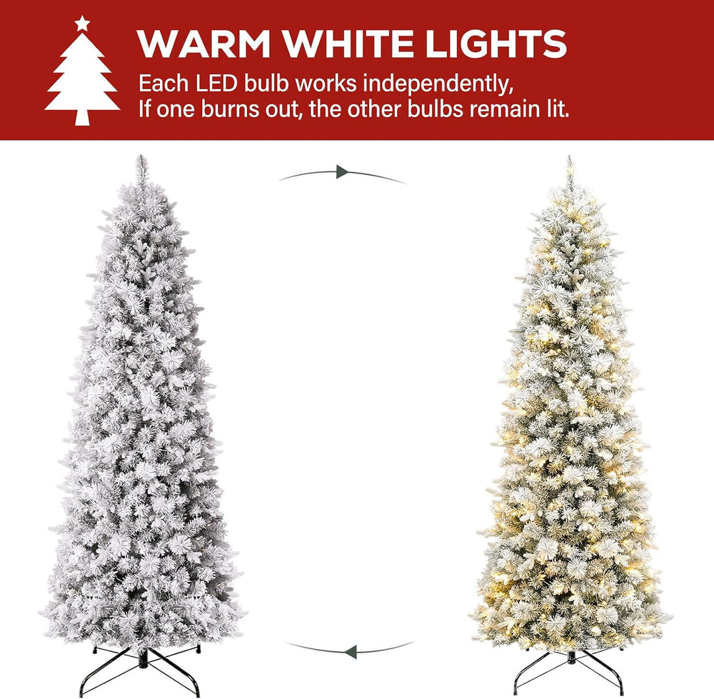 Hykolity 6 ft Prelit Pencil Christmas Tree with 150 Warm White LEDs