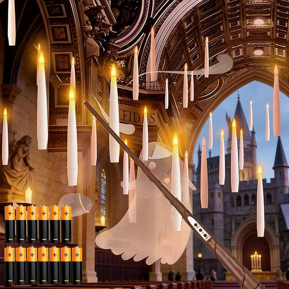 Floating Candles with Wand & 13 AAA Batteries Magic LED Flickering-12PCs