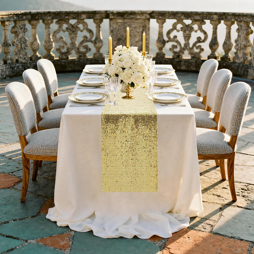 Gold Table Runners - Sequin Table Runner Glitter Table Runner for Birthday Pa...