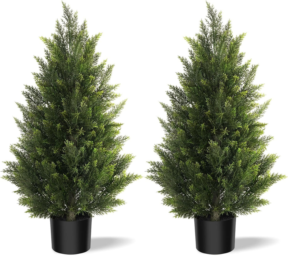 Vitalismo 3FT UV-Resistant Artificial Cedar Trees for Front Porch Set of 2