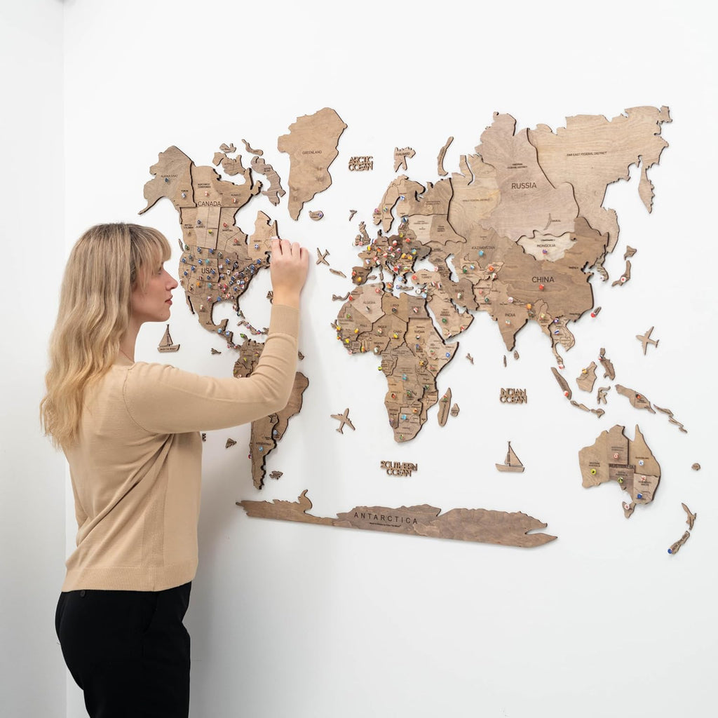 enjoy the wood 3d wooden world map wall, view 9