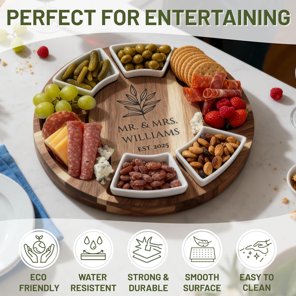 Personalized Charcuterie Board Gift Set, Custom Engraved Acacia Cheese Board ...