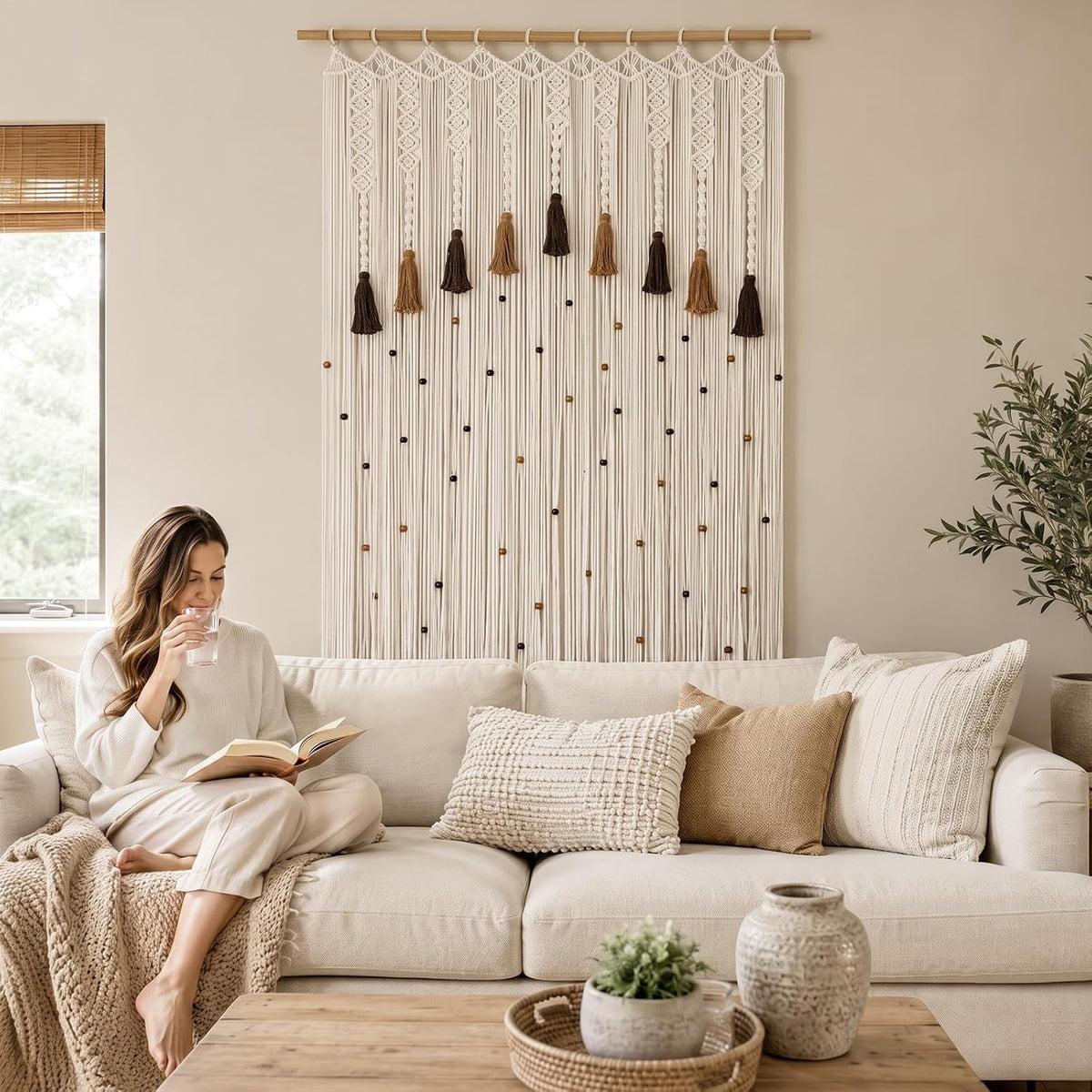boho macrame curtains, handmade curtain with tassels &, package contents