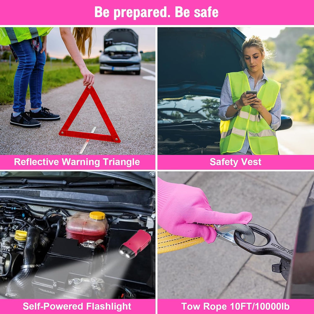 Roadside Emergency Car kit for Vehicles, with 4 in 1 Inflatable Car Vacuum Cl...