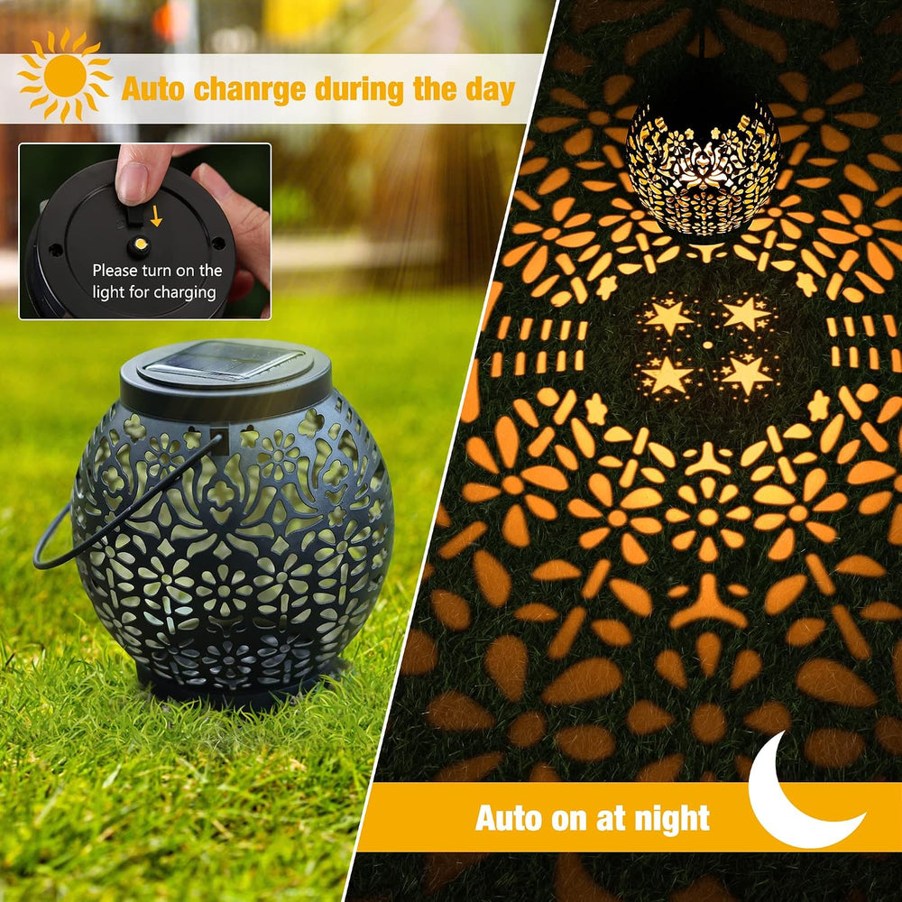 Brizled Solar Lantern Lights, 2 Pack Outdoor LED Hanging Lantern Lights with ...