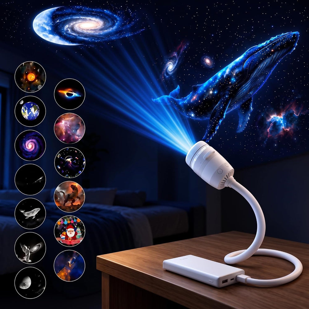 3-in-1 Galaxy Projector Night Light, 13 Discs, 6-Color Ambient Lamp
