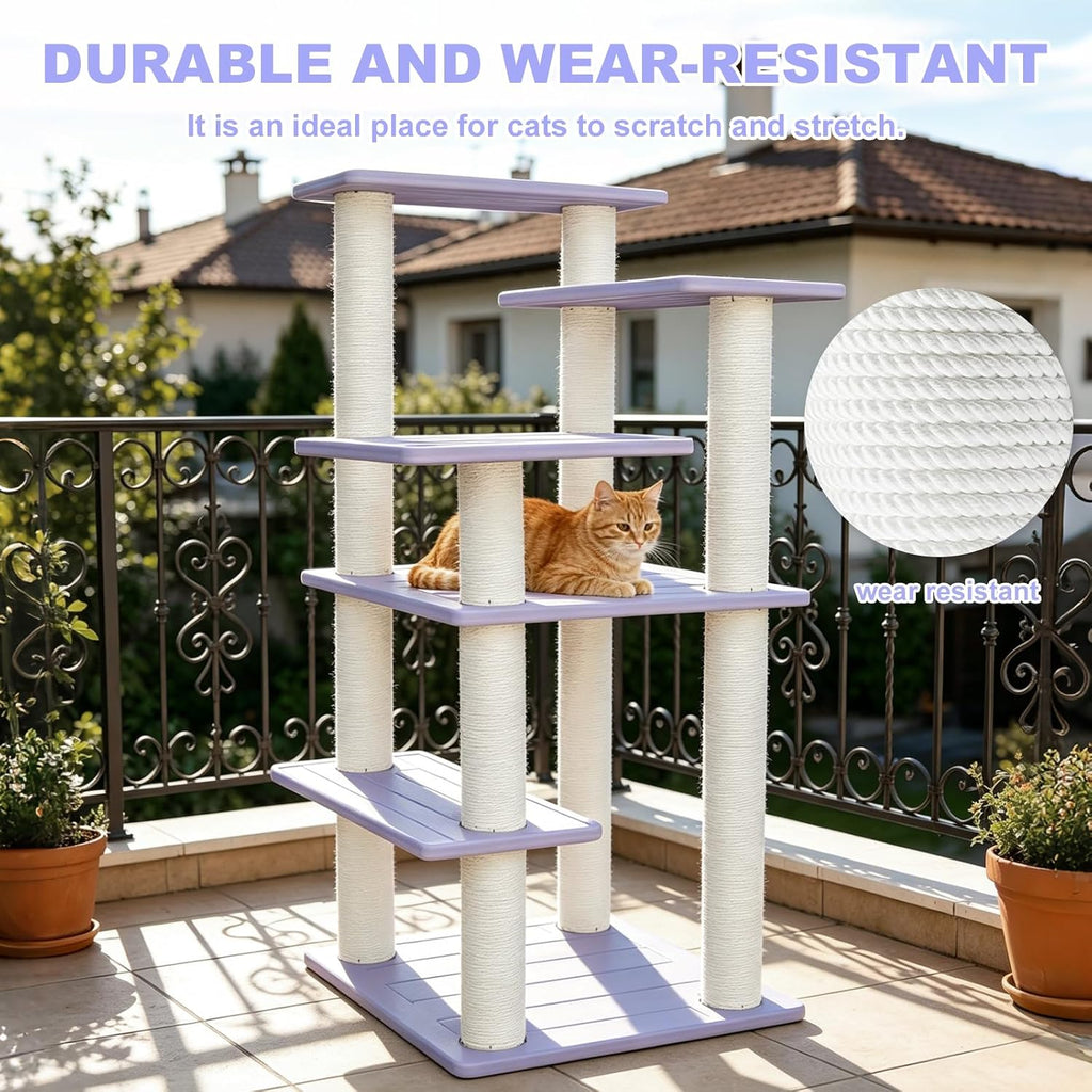 46in 5-level cat tree,indoor&outdoor large cat tower with, side view