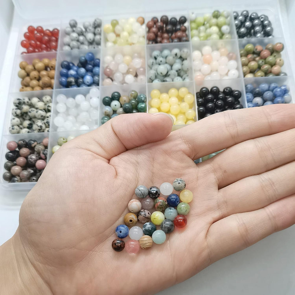 960pcs 6mm Natural Gemstone Beads Crystal Bracelet Jewelry Making Kit