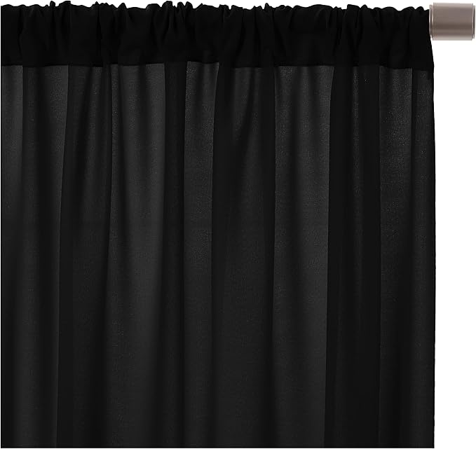 AK TRADING CO. 10 feet x 8 feet IFR Polyester Backdrop Drapes Curtains Panels with Rod Pockets - Wedding Ceremony Party Home Window Decorations - Black