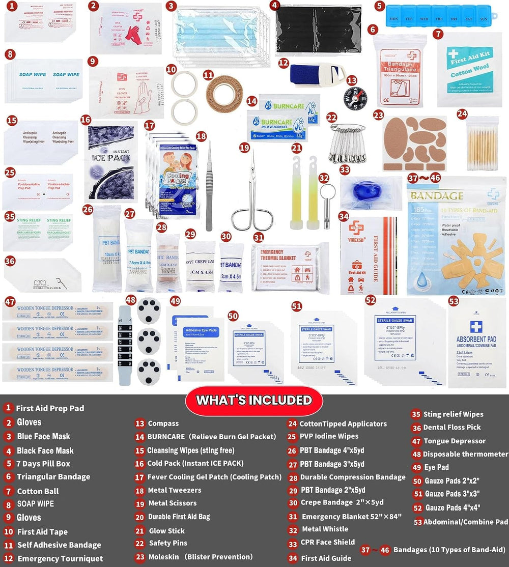 VRIEXSD 400 Piece Large First Aid Kit for Home, Car, Travel, Camping,Sports