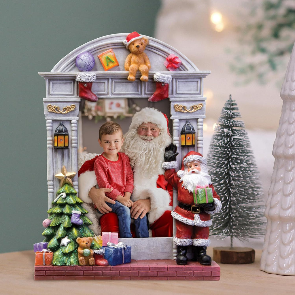 4x6 light up resin picture frame w/santa & showing dimensions