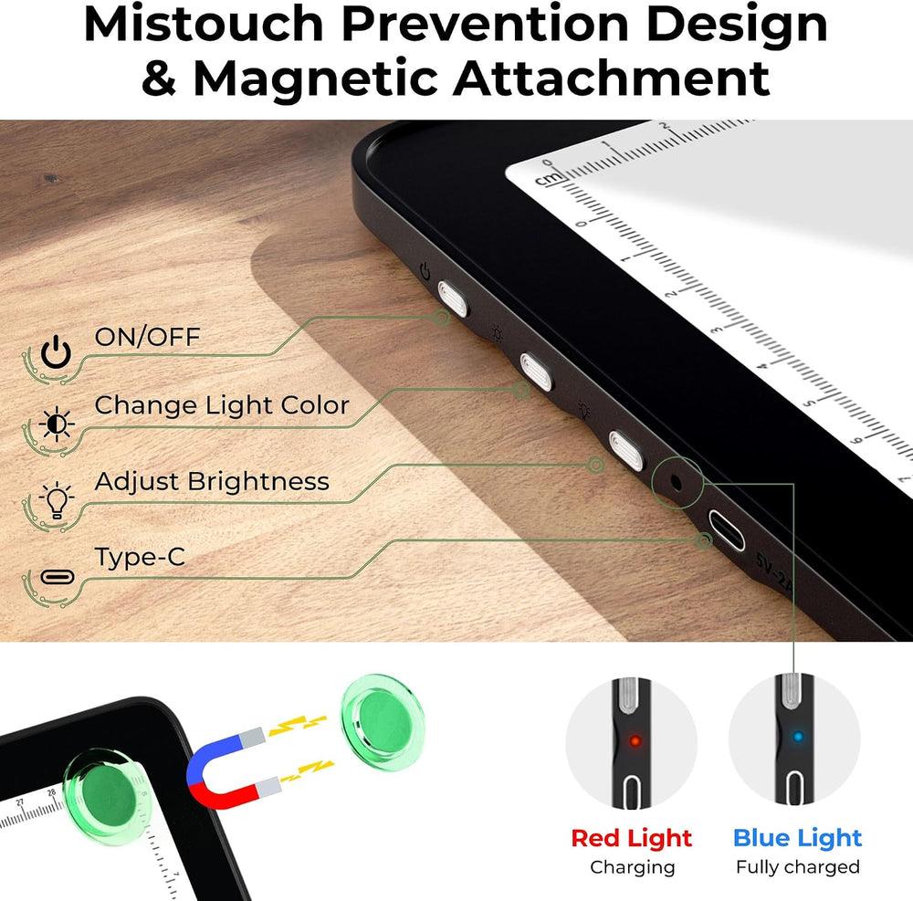 Bawaslom Rechargeable A4 LED Diamond Painting Light Board for Tracing,Black