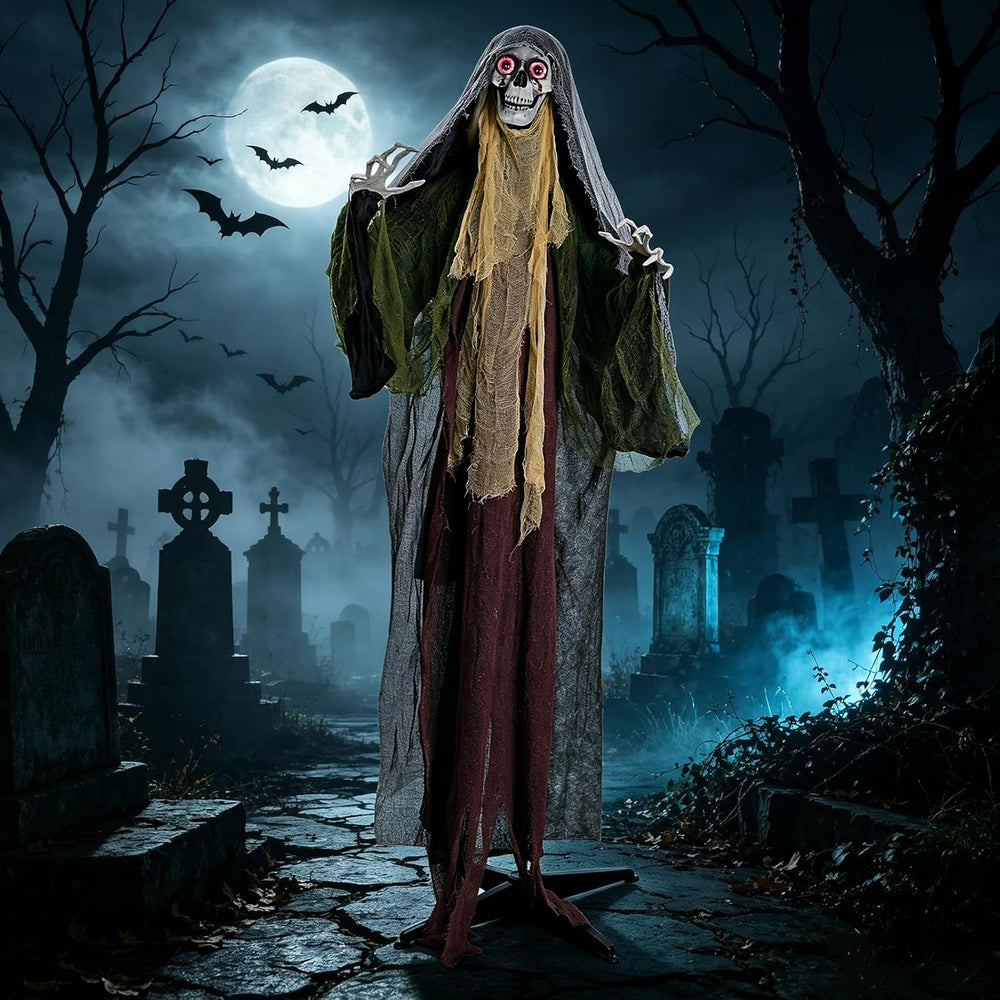 6.1Ft Halloween Decorations Outdoor Animatronic, Life Size Skeletons Ghost