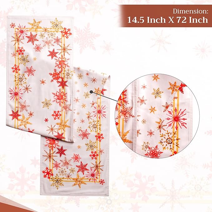 Maison d' Hermine Table Runner 100% Cotton Double Layer Table Runners 72 inches Long for Thanksgiving Christmas Decorations Home Kitchen Dining Party Wedding (Crystal Star, 14.5" x 72")